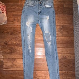Medium wash glistening jeans fashion nova